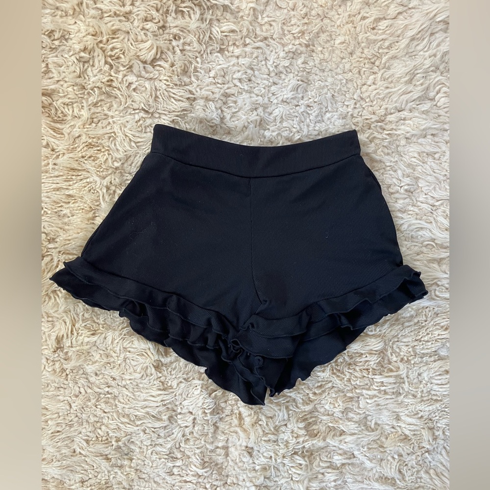 Black Ruffle Hem Women's Skort